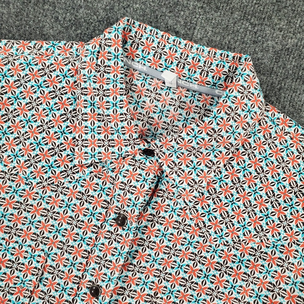 Cinch Shirt Women L MSW9201015 White Orange Geometric Floral Western Button Down